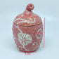 Red Flower Branch Texture Jar With Lid