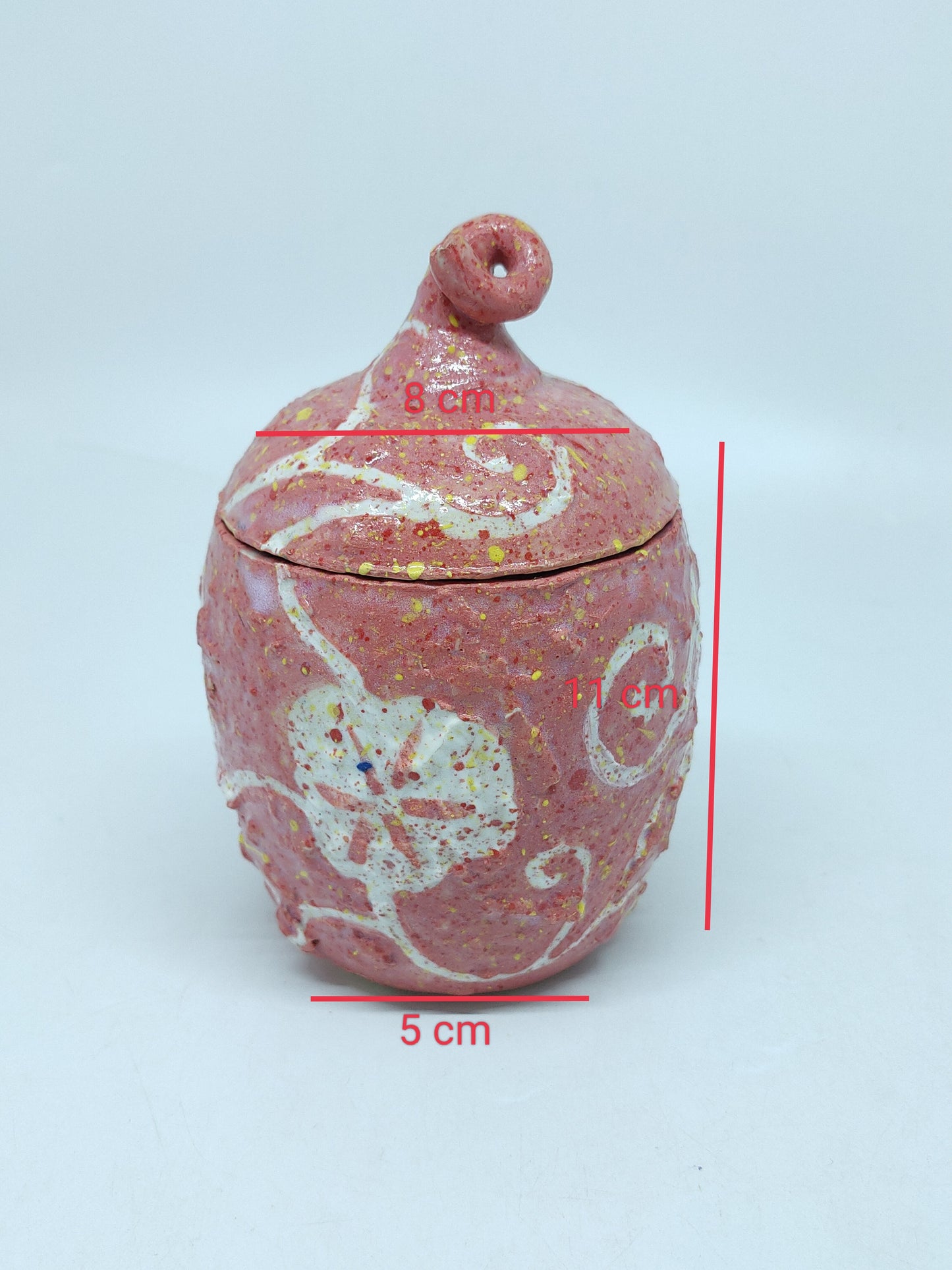 Red Flower Branch Texture Jar With Lid