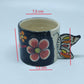 Flowery Cup With Butterfly Handle