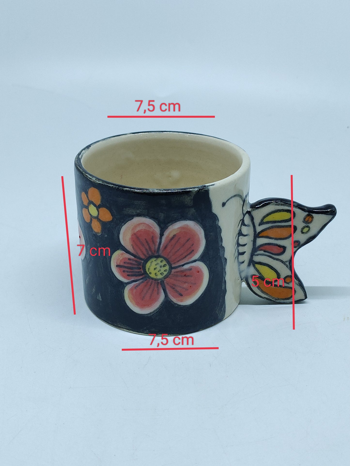 Flowery Cup With Butterfly Handle