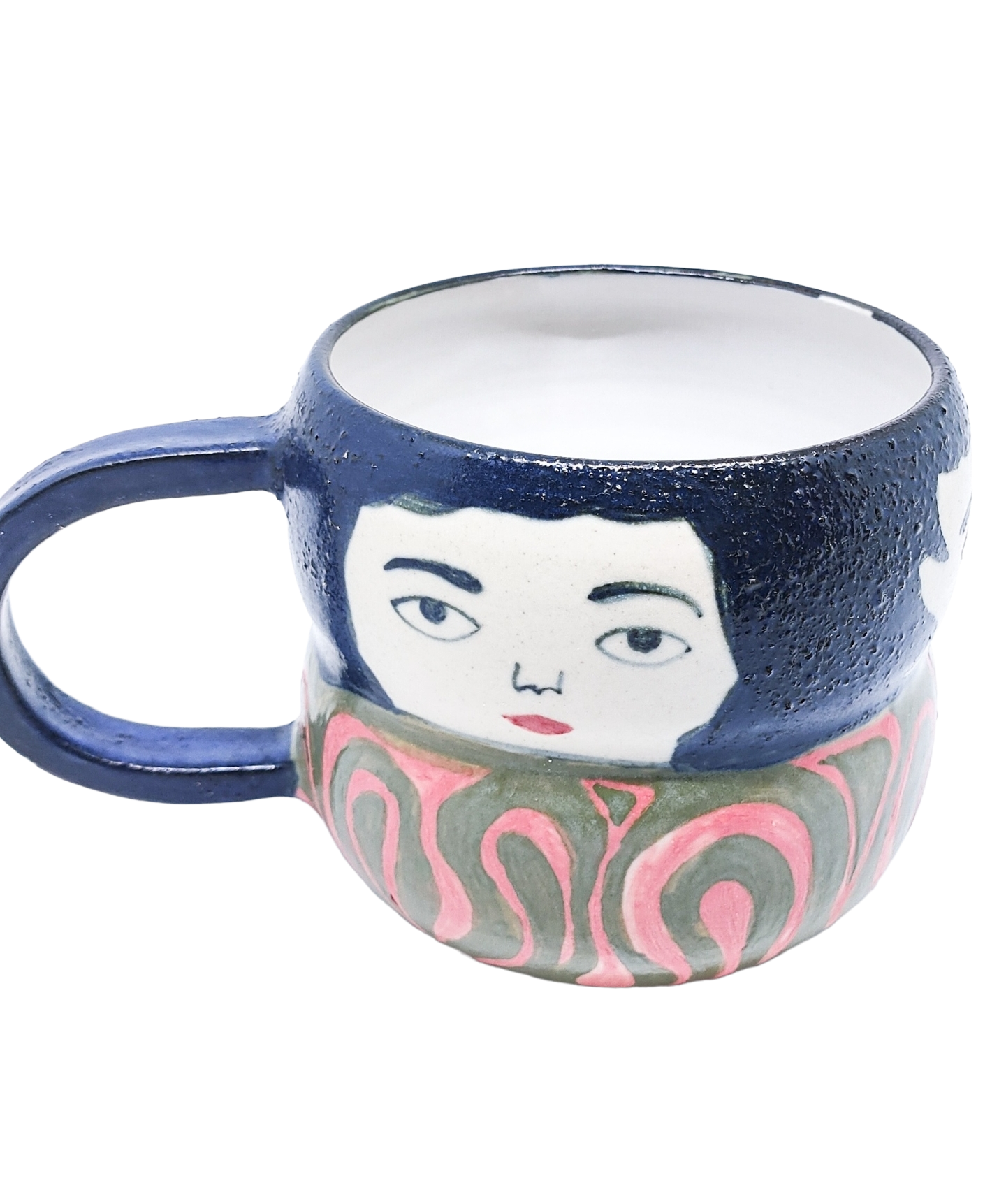 Swirly 3D Girl's Head Cup With Handle