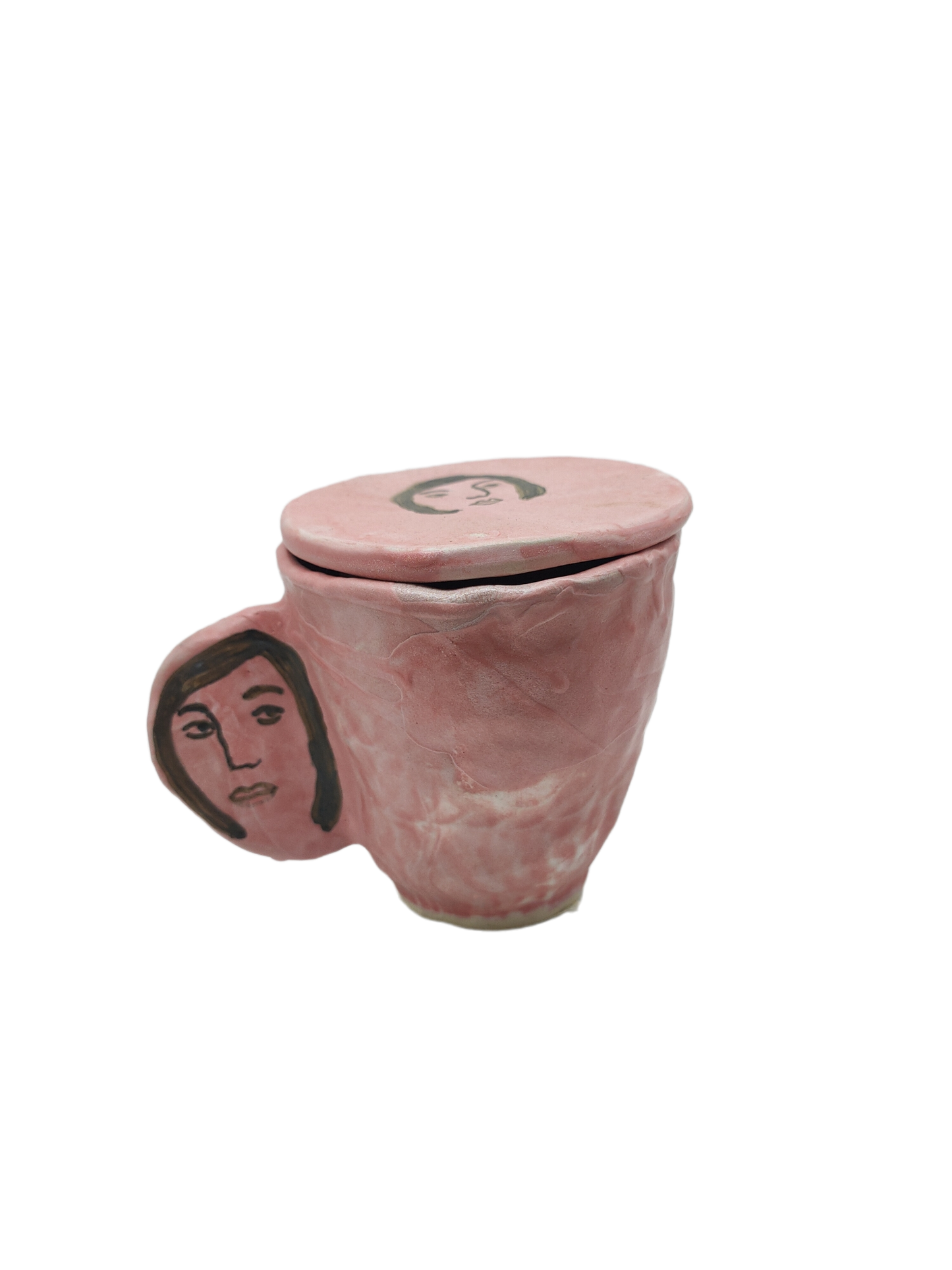 Girl's Head Simple Mug With Lid - Pink