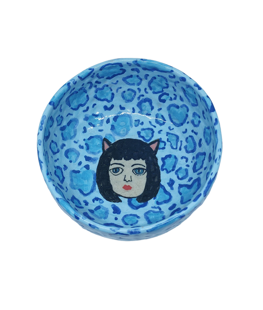 Feline Pinch Bowl Large - Blue