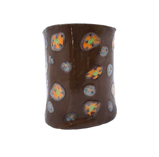 Inlay Flowery Cup - Brown Clay