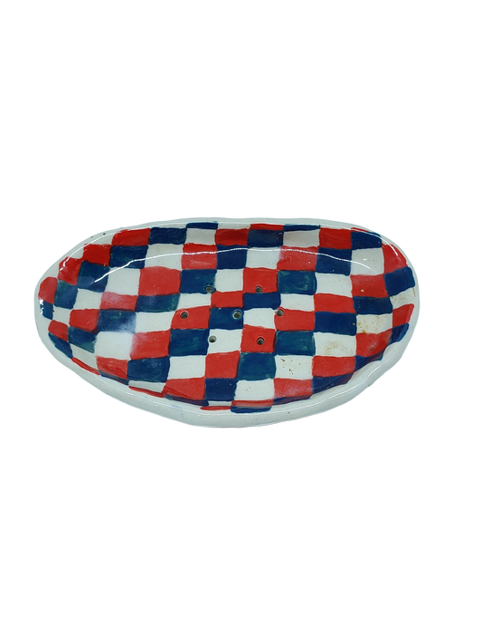 Checkered Soap Dish - Blue & Black