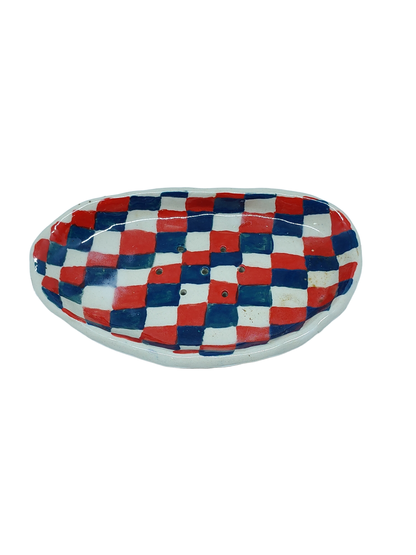 Checkered Soap Dish - Blue & Black
