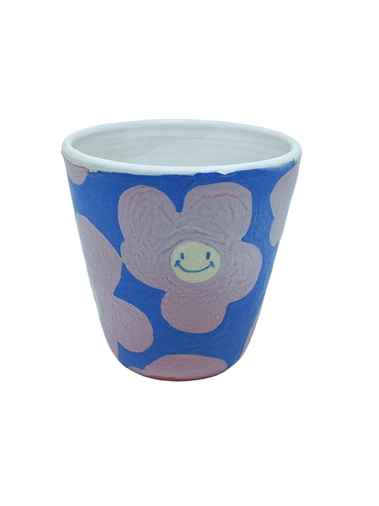 Happy Flower Mug Blue - Pink